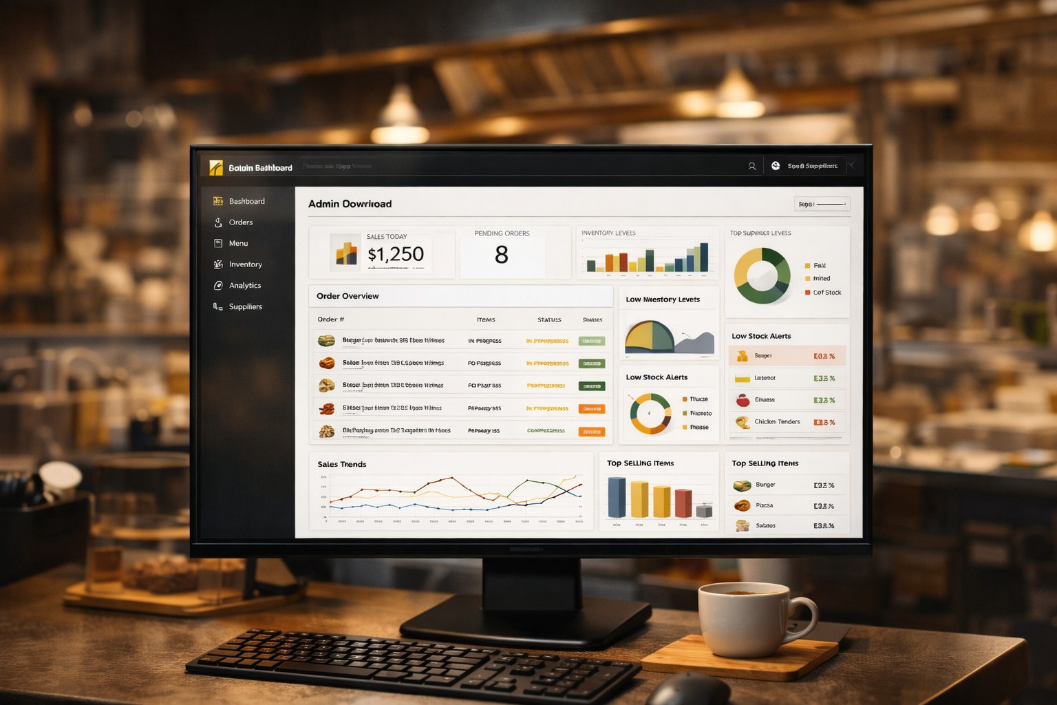 Admin panel and supply ecosystem illustration