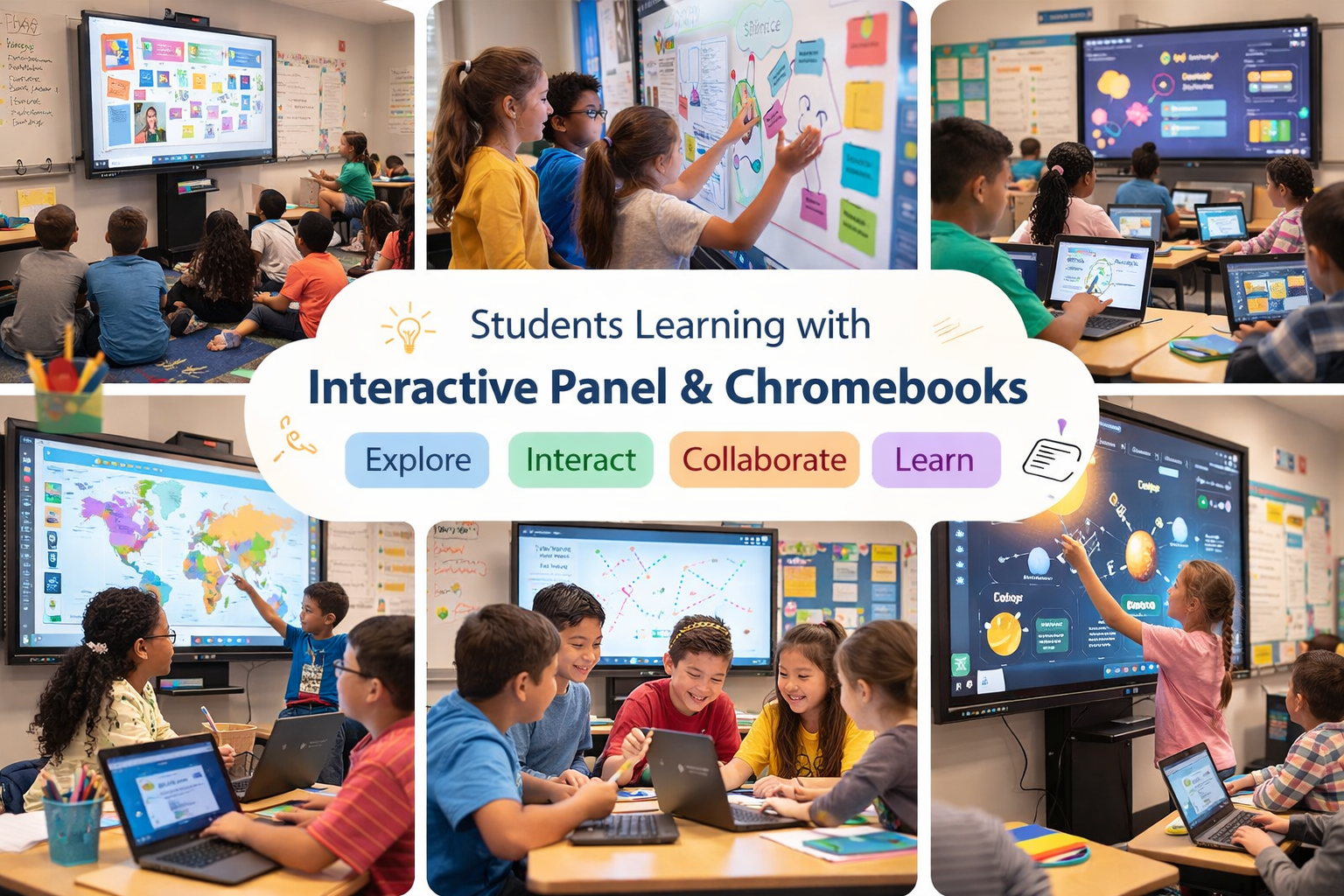 Students collaborating with learning technology